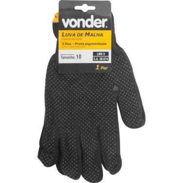Imagem de Luva Malha 3 Fios Lmv 3 Preta Pigmentada Encartelada Vonder