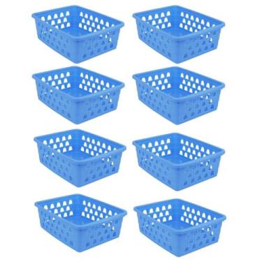 Imagem de Kit 8 Cestos Multiuso Pequeno Azul 12x6x16cm PP 1028 Uninjet