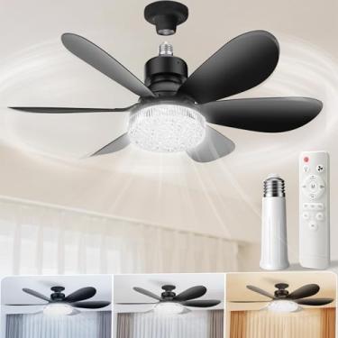 Imagem de MIMIRGB Ventilador de luz com controle remoto, pequenos ventiladores de teto com luzes, temporização inteligente 2000 lúmens regulável, 3 cores, soquete base E26, ventilador de teto para quarto, sala