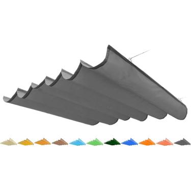 Imagem de Sombra De Sol De Onda Retrátil Vela Toldo De Fio Deslizante à Prova De Chuva à Prova D'água Ao Ar Livre Sombra Anti-uv Proteção Solar Pergola Cobertura De Dos, Custom Size, One Size