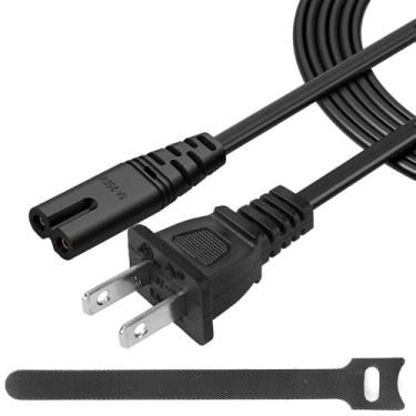 Imagem de GONSIFACHA Cabo de alimentação CA 2 pinos C7 1,5 m, 2 compartimentos, cabo adaptador CA para TV, laptop, carregador, impressora, alto-falante, monitor de parede, cabo de alimentação de substituição