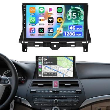 Imagem de [4G + 128G] Rádio automotivo para Honda Accord 8th 2008-2013 com carro sem fio CarPlay Android Auto, tela sensível ao toque de 10,1 polegadas, Android 15, estéreo automotivo com link espelhado, GPS