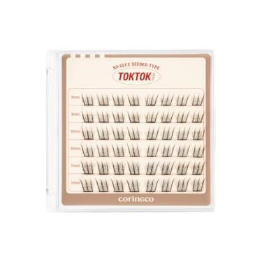 Imagem de CORINGCO Toktok Hara Light Cílios postiços autoadesivos, aparência natural, sem necessidade de cola, conjunto sortido de 9/10/11 mm, aglomerados de cílios reutilizáveis Kbeauty - Silêncio