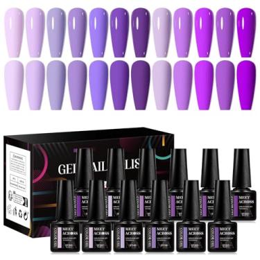 Imagem de MEET ACROSS Conjunto de esmalte de gel de 12 peças, kit de unhas de gel de 12 cores, design artístico de LED UV de absorção, presentes para mulheres (conjunto com 6, 12 peças)