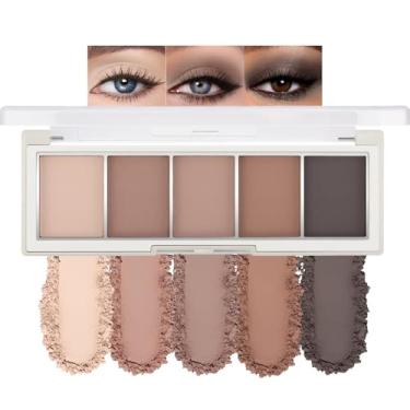 Imagem de Erinde Paleta de maquiagem fosca de 5 cores, sombra natural clássica nude neutra marrom nude, longa duração, à prova d'água, maquiagem para olhos castanhos, marrom acinzentado nude em tons frios, 06
