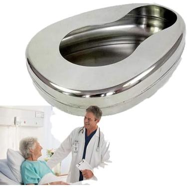 Imagem de Bandejas De Cama De Aço Inoxidável Com Tampa, Vaso Sanitário Infantil Paralisado Acamado, Mictório Adulto Masculino E Feminino Idoso Grávida