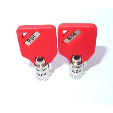 Imagem de Chaves R04 compatíveis com Husky Milwaukee & Steel Glide R04, chaves de bloqueio de substituição de caixa de ferramentas, 2 chaves de substituição Cut R04 com tampas vermelhas e numeradas alto e baixo