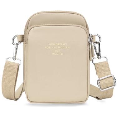 Imagem de JANKS Pequena bolsa transversal feminina mini bolsa de celular bolsa de viagem bolsa carteira bolsas ajustáveis sobre a alça de ombro, 03 Bege, Small, Bolsa transversal pequena com alça de ombro