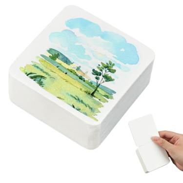 Imagem de BENECREAT Caderno de desenho de aquarela com 60 folhas, 6 x 6 cm, caderno de pintura portátil rasgável, livro de papel de desenho de pintura de artista, branco