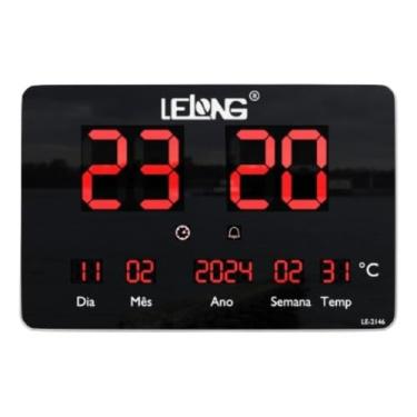 Imagem de Relógio Digital de Parede LED com Termômetro, Data e Alarme Display Grande Moderno