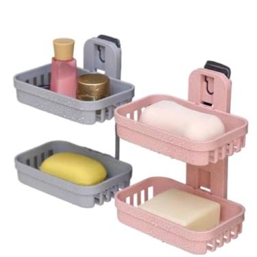 Imagem de Saboneteira de aço inoxidável com camada dupla Adesivo forte Não requer perfuração para instalação Prática e durável Adequada para banheiros e cozinhas (1 unidade)