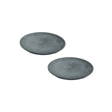 Imagem de Kit 2 Pratos Raso Redondo Pedra Sabão Sobremesa E Bolos 22Cm. - elegância garantida!