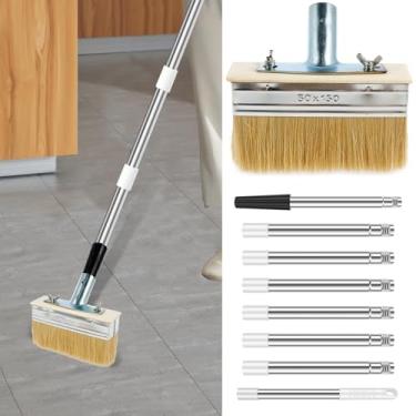 Imagem de Pincel para manchas de deck com cabo longo de aço inoxidável de 170 cm, aplicador de manchas, pincel multiuso para pintura de madeira, cerca de porta (estilo 01)