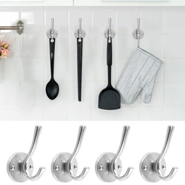 Imagem de 4 peças de ganchos de parede para pendurar na parede, ganchos de toalha de liga de zinco de 11 cm, cabide resistente para chapéu, retrô, multiuso, para banheiro, quarto, cozinha, varanda, entrada