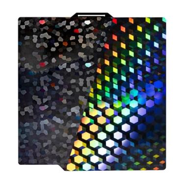 Imagem de IdeaFormer-Placa de construção holográfica 3D PEG para Bambu Lab P1S P1P X1C X1 A1, Rainbow Hex Glow + Water Cube, chapa de aço com mola lisa para Bambu Labs 256x256, presentes de Natal, impressão 3D