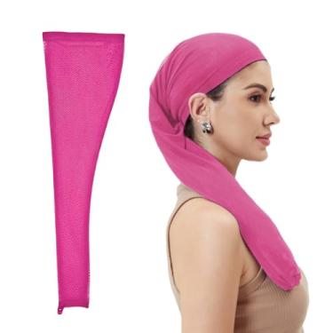 Imagem de Boyiexin Manga longa para cabelo trançado de 71 cm para tranças sem nós, touca de peruca elástica com elástico, rede de cabelo de malha respirável para dreadlocks de coque de crochê (rosa)