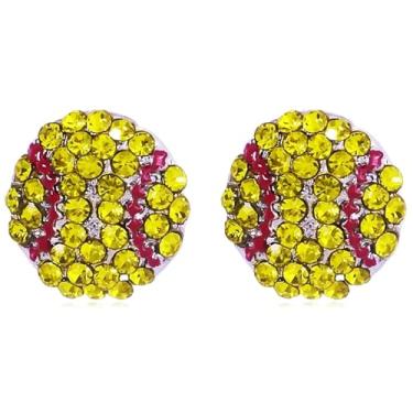 Imagem de Brincos de futebol feminino com strass, basquete, beisebol, futebol, rúgbi, voleibol, hip hop, cristal, brilhante, esportes, brincos, futebol, mãe, dia de jogo, acessórios de joias, Large, Metal, Sem