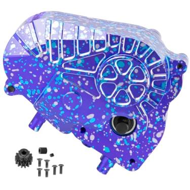 Imagem de BRCatWPark Aluminum Gearbox Complete Transmission Case w/Gear Upgrades Part for 1/10 SCX10-AXI03004 Capra 1.9 UTB RC Crawler Car,Colorful-(Purple-Blue)
