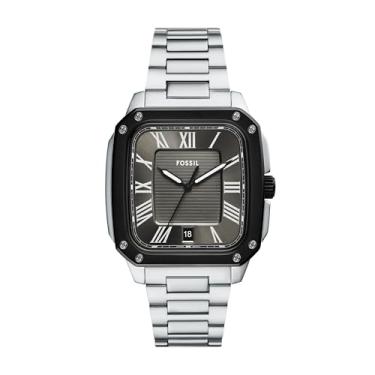 Imagem de Fossil Relógio masculino Crosby de aço inoxidável com três ponteiros FS6122, Prata