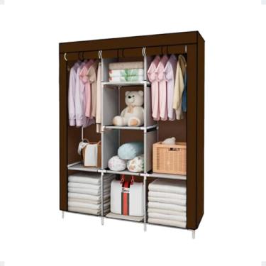 Imagem de Guarda Roupa Plus Dobrável Armário Closet Organizador De Roupas (Marrom)