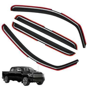 Imagem de Viseiras de janela protetores de chuva FIT 2007–2021 Toyota Tundra CrewMax – defletores de ventilação no canal, conjunto de 4 peças para todos os climas