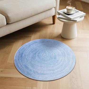 Imagem de Carvapet Tapete redondo de imitação de juta – aparência de juta de 61 cm lavável 61 cm pequeno tapete circular com suporte de borracha antiderrapante, tapete de área resistente a manchas para entrada