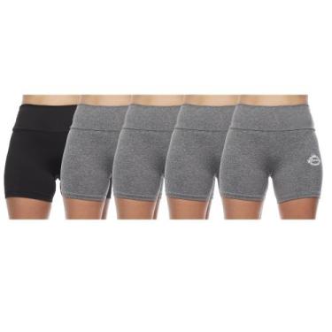 Imagem de Kit 5 shorts feminino curto meia coxa cos alto basica lisa uniforme pr