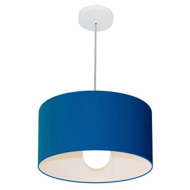 Imagem de Lustre Pendente Cilíndrico Md-4146 Cúpula Em Tecido 40x30cm Azul Marinho - Bivolt