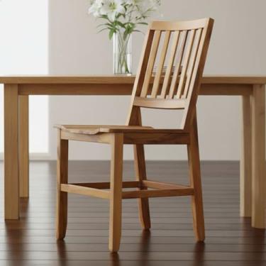 Imagem de Cadeira de Jantar Madri em Madeira Maciça – Cozinha, Envernizada, Assento ripado, Rústica