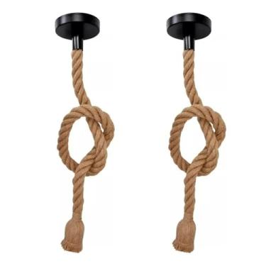 Imagem de Kit 2x Pendente Corda Retrô Vintage Rústico 1,5 Metros E27