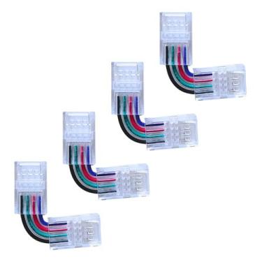 Imagem de Kit 4 Conector L Emenda Fita Led Rgb Ip65 3528 5050 4 Vias