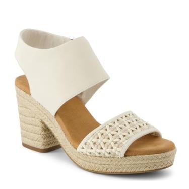 Imagem de TOMS Sandália feminina casual Majorca Rope Block Espadrille casual salto alto 7,6 cm e acima - Azul, Natural 1, 35