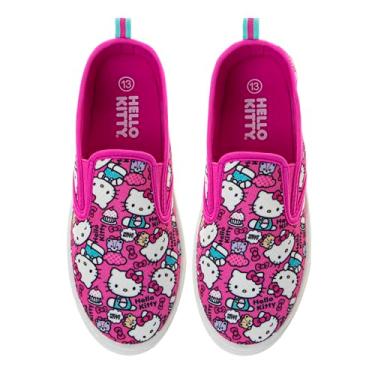 Imagem de Tênis de cano baixo Sanrio Hello Kitty – Sapato casual sem cadarço de lona (tamanho 11-4 crianças pequenas/grandes, tamanho 5-8 adultos), rosa, 12 Little Kid