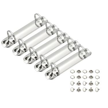 Imagem de PATIKIL B7 Mecanismos de fichário de 2 furos, conjunto de 5 anéis de 2,5 cm, agendador de fichário de substituição de folhas soltas para organizadores, acessórios de pasta de armazenamento de papel de