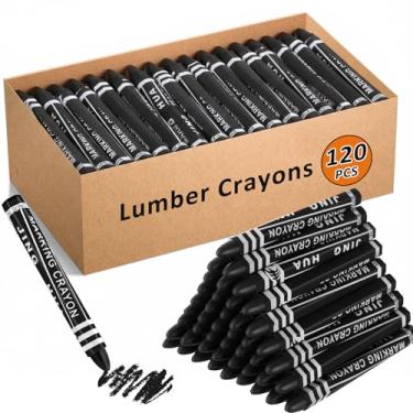 Imagem de MotiMind 120 peças de giz de cera industrial de cera de cera marcador de construção para artesanato marcação detalhada em madeira serrada caixa de metal cerâmica vidro concreto plástico 11,3 cm x 1,1