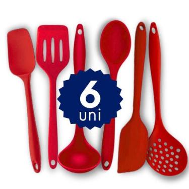 Imagem de Kit Completo Silicone 10 pçs Espátula Colher Concha Escumadeira Cozinh