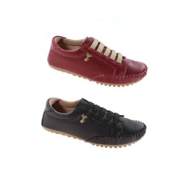 Imagem de Kit 2 pares de Tênis Mocatênis Feminino - Clara Maria, Vermelho, Preto