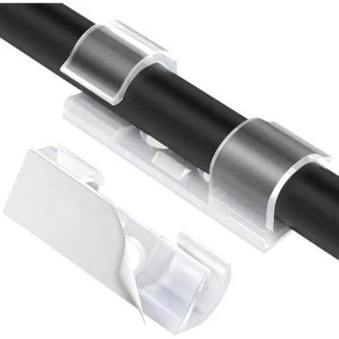 Imagem de Organizador De Fios E Cabos Canaleta Transparente Kit 20 Pcs