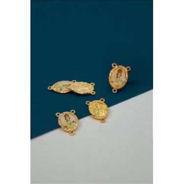 Imagem de Pingente Religioso Menino Jesus 3 Saídas Dupla Face Ouro - 01 Unidade 