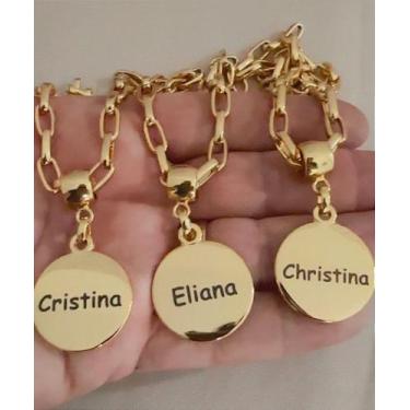 Imagem de Colar Medalha Personalizado Nome em Ouro - 01 Unidade - no-brand