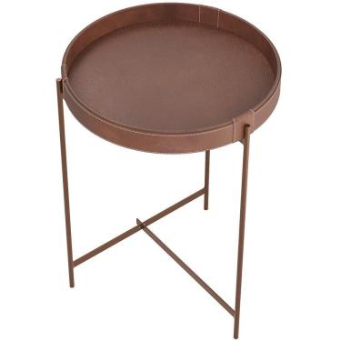 Imagem de Mesa De Canto Lateral Decorativa Industrial Sala De Estar 47 Cm Sintético Whisky P06 Daisy - Lyam