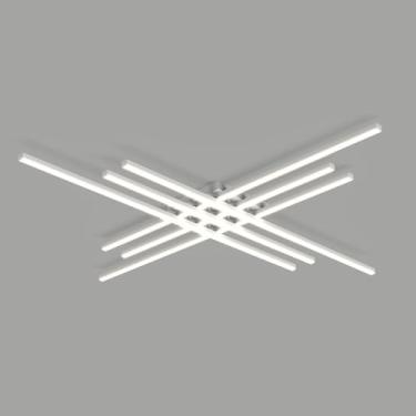 Imagem de Luminária de teto linear LED moderna Sputnik, lustre de tira longa, semi-embutido, luminária de teto, lustres minimalistas para sala de jantar, quarto, cozinha e escritório