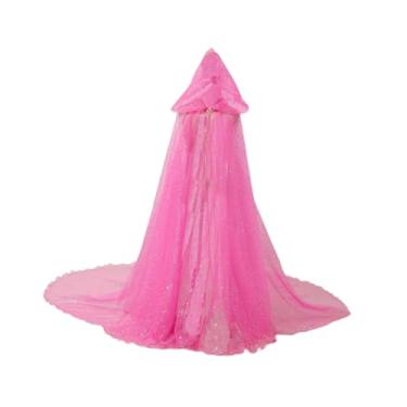 Imagem de Baoblaze Capa com capuz de Halloween, elfa brilhante, cosplay feminina para baile de máscaras de palco, Rosa 130cm