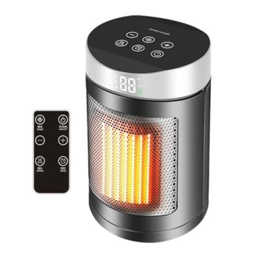 Imagem de Ioensy Aquecedor portátil com modos de aquecimento e ventilador, controle remoto com temporizador ajustável, compacto para casa, quarto interno, Prata
