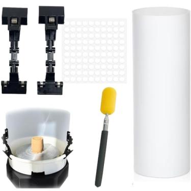 Imagem de Zheeyee Tela de argila para ferramenta de cerâmica, escudo de proteção contra respingos de cerâmica de 86 x 23 cm com placa de plástico autoadesiva e bastão de esponja telescópica, protetor de