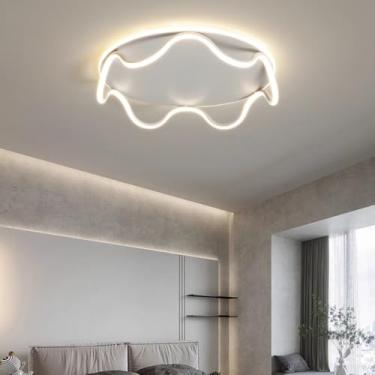 Imagem de Luminária de teto LED para sala de estar, moderna, regulável, com controle remoto, design curvo de metal, decoração, luz de teto, quarto, lustre marrom, mesa de jantar, iluminação de hall, l
