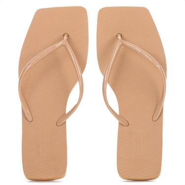 Imagem de Chinelo Brizza Arezzo Bico Quadrado Flat Tira Slim Nude - Feminino-Feminino