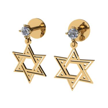 Imagem de BRINCO ESTRELA DE DAVI OURO COM DIAMANTES  18K