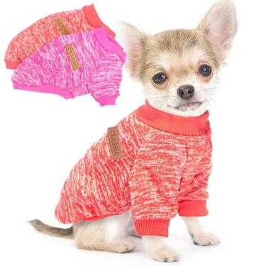 Imagem de 2 peças de suéteres para cães pequenos, casaco de lã quente, rosa, ver