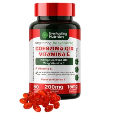 Imagem de Everlasting Nutrition Coenzima Q10 200mg + Vitamina E 15mg, 60 Cápsulas, Antioxidante para Energia Celular